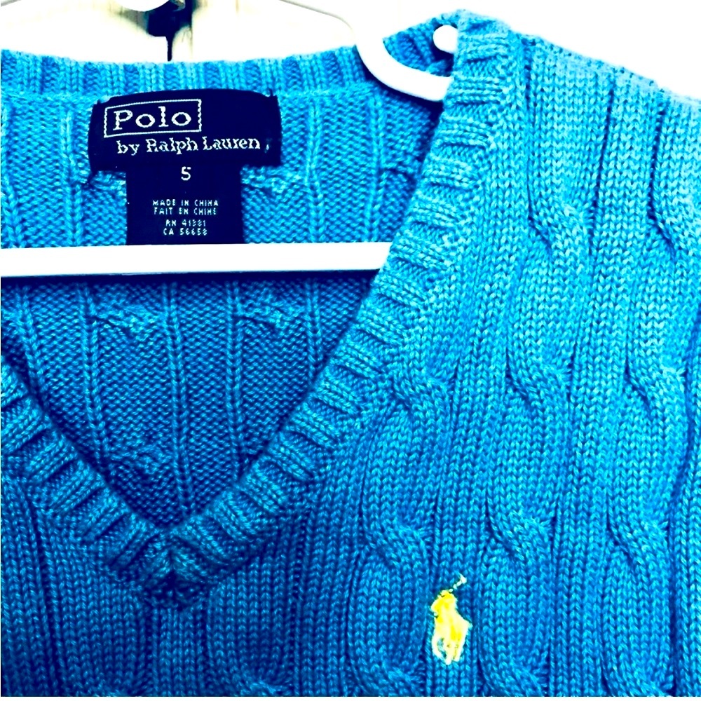 Ralph Lauren Light Blue Cable Knit Sweater Vest - Picture 4 of 7